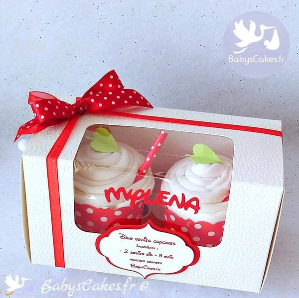 Cadeau baby shower duo bodies cupcakes rouge